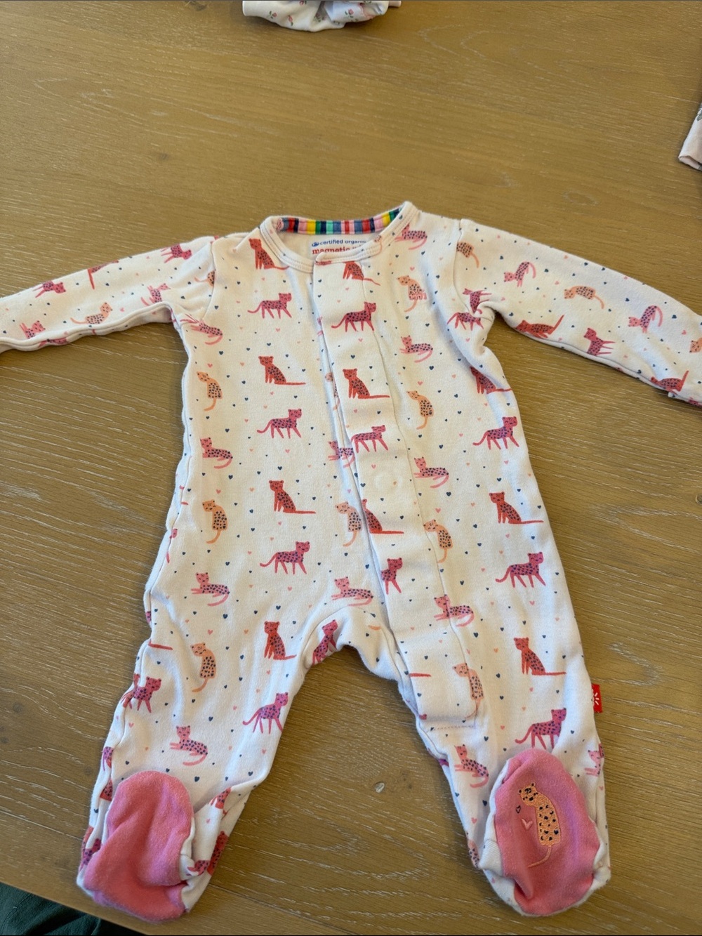 Magnetic Me White Footed One-Piece with Pink Animal Print